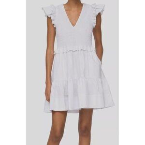 Sea NY Sz 8 Dress White Phoebe Flutter Sleeve Smocked Cotton Mini New NWT